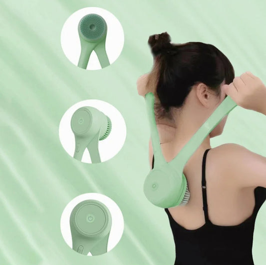 Electric Body Brush Back Scrubber for Shower, Waterproof Long Dual Handle Power Body Scrubber