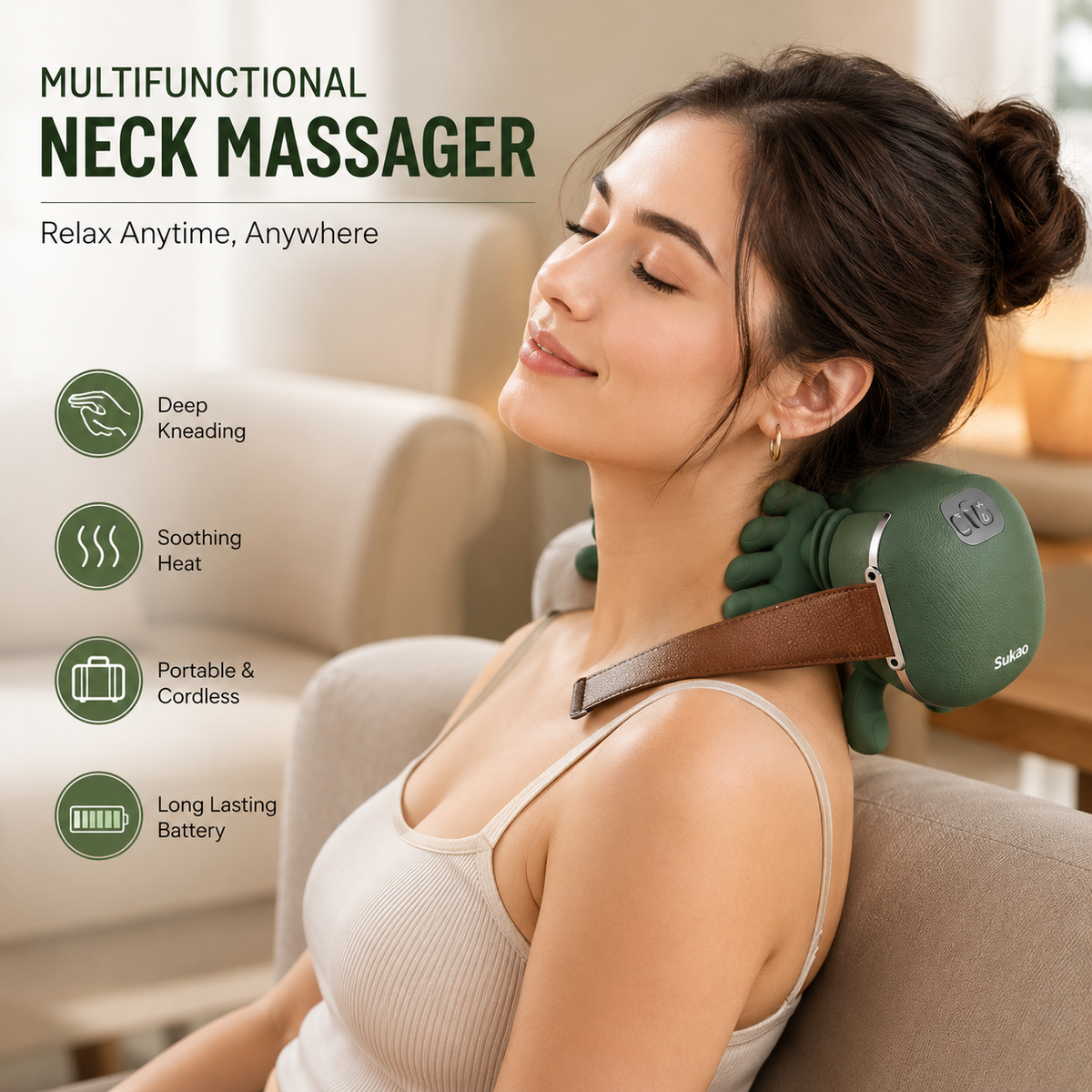 Portable 4D Neck & Shoulder Massager - Rechargeable Relaxation Device